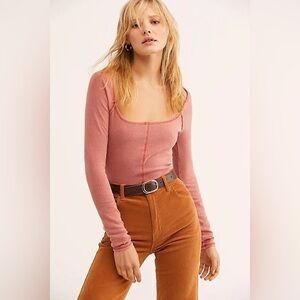 Free People The Angie Top in PALE BLUE long sleeve layering FP Intimately Sz S